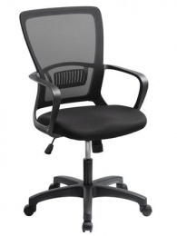 Irodai szék, karfás, fekete szövetborítás, feszített hálós háttámla, fekete lábkereszt, MAYAH "Vega", fekete